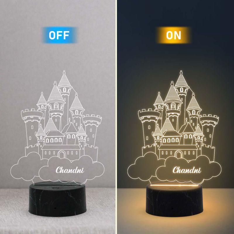 3D Illusion Princess House Night lamp with Warm White Light Customized with Name Gift for Children Girls